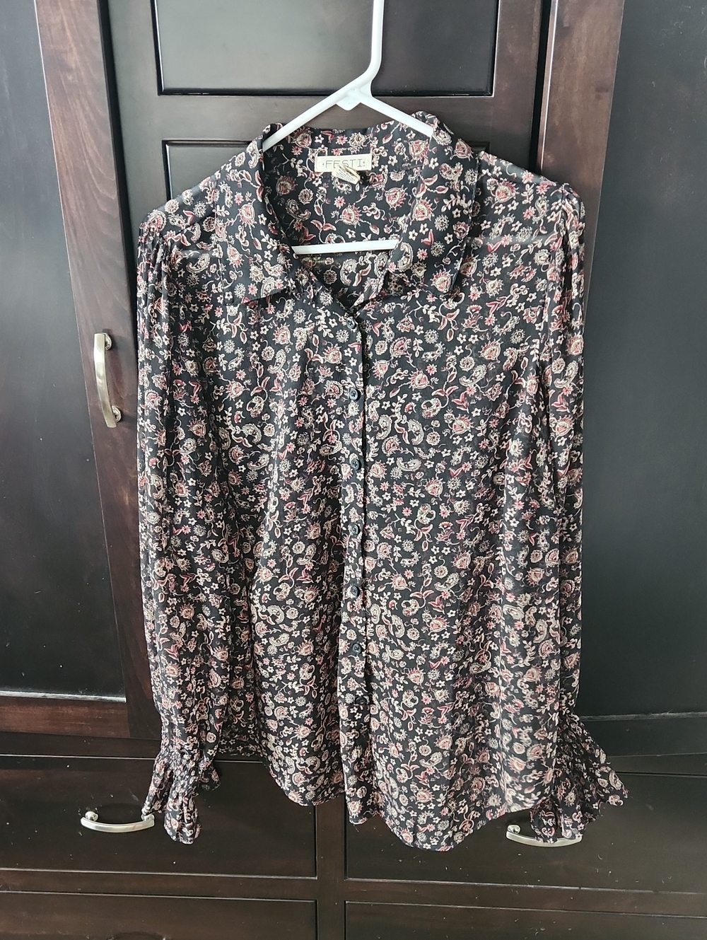 Festi By Torrid Women's Tissue Weight Chiffon Floral Button Front Shirt